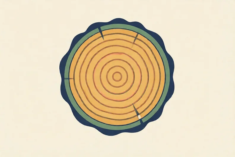 A cut tree trunk showing growth rings