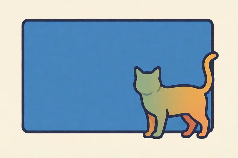A cat sprite standing at the right side edge of a plain games screen
