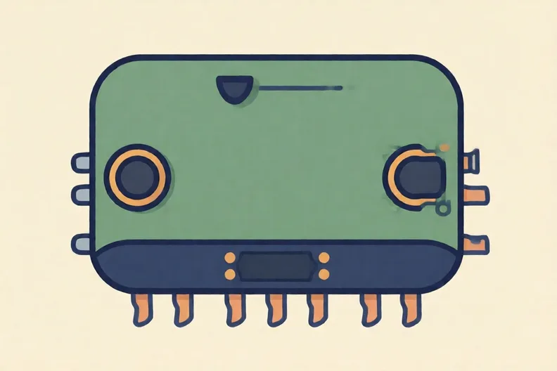 Close-up of a micro:bit board with its two push buttons at the edges