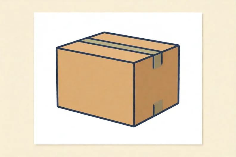 A plain brown rectangular cardboard box on a white background.