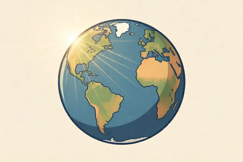 Earth seen from space with sunlight falling on one side
