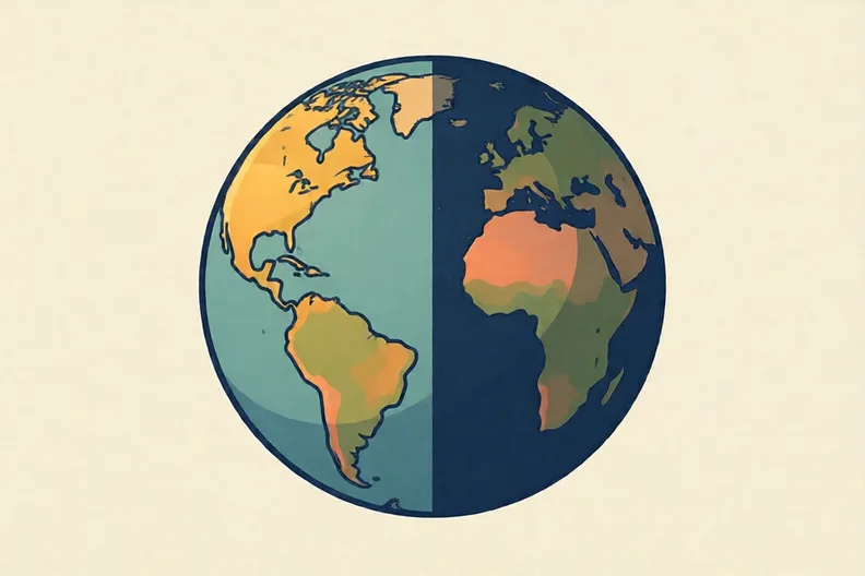 Earth seen from space, half in sunlight and half in darkness