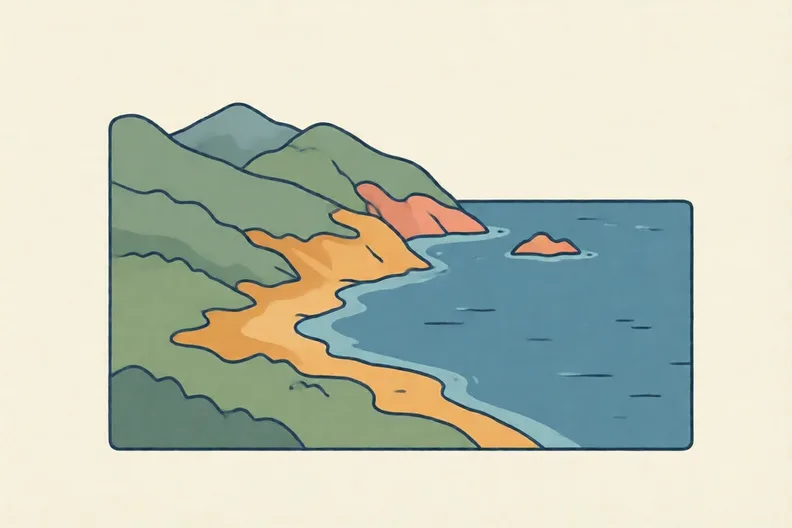 A simple sea map showing a small island near a coast