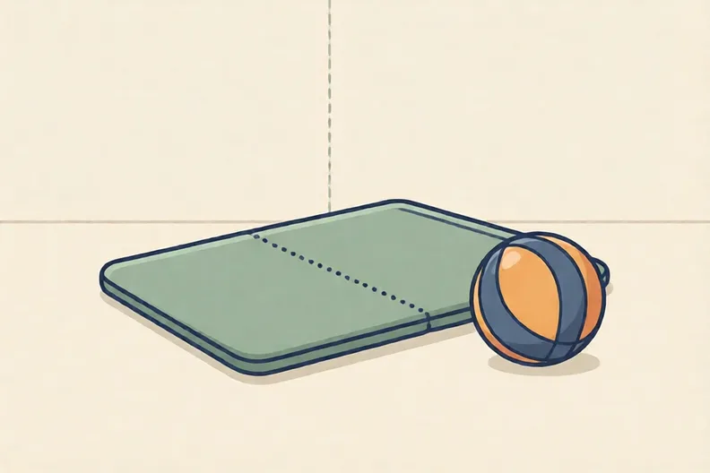 A soft mat with a dotted line down its middle