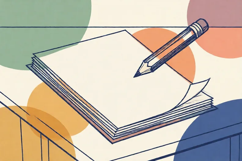 A sheet of plain paper with bold sharp shapes sketched in pencil