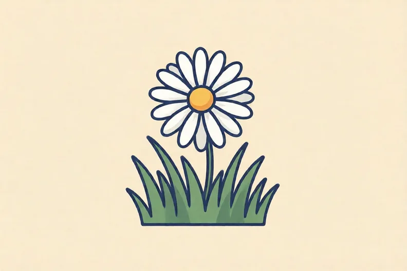 A small white daisy growing in green grass
