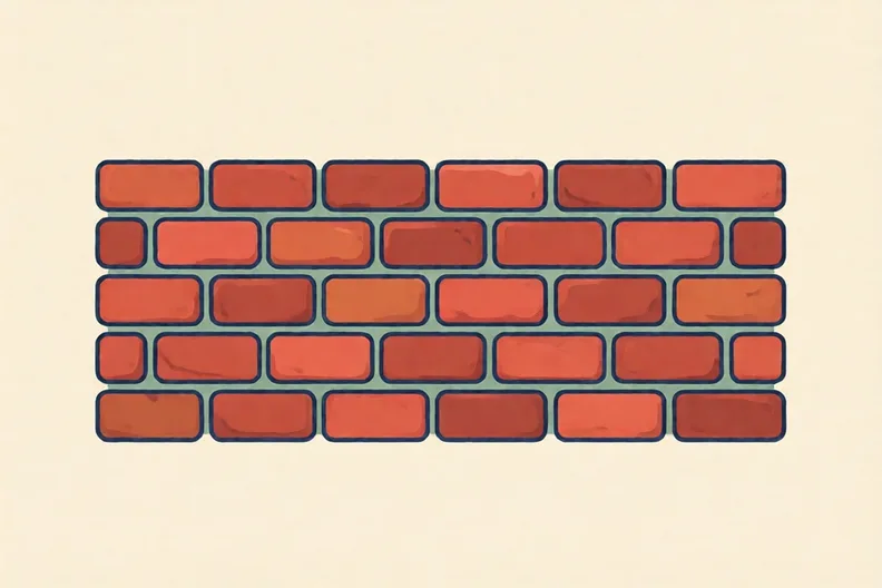 A row of red bricks stacked in a wall